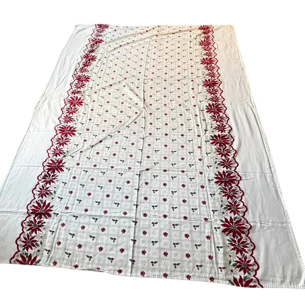 Martha Stewart cotton Christmas tablecloth farmhouse cottage style rectangle